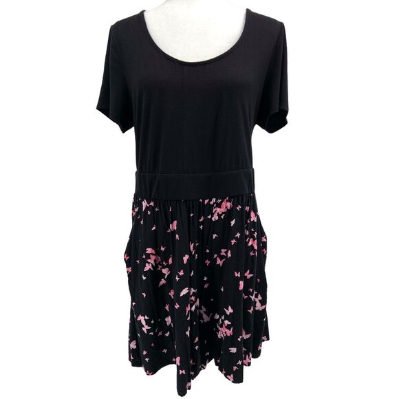 Torrid Flutter short sleeves‎ Pink Butterfly Challis Romper Pockets Size 1 - Picture 1 of 8